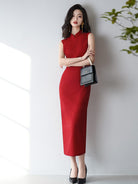 Beth and Brian Qipao-LSB New Chinese style(新中式), sleeveless wedding midi Cheongsam