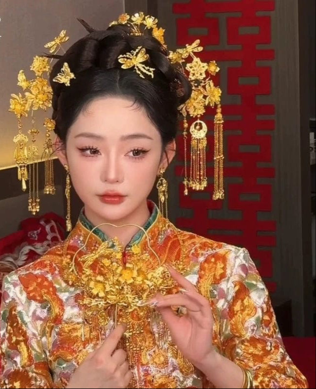 Beth and Brian Qipao-XFYJ Luxury Gold Buyao Hairpin, Traditional Hanfu/Xiuhe Bridal Hair Accessory