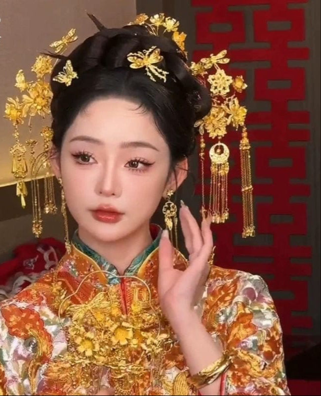 Beth and Brian Qipao-XFYJ Luxury Gold Buyao Hairpin, Traditional Hanfu/Xiuhe Bridal Hair Accessory