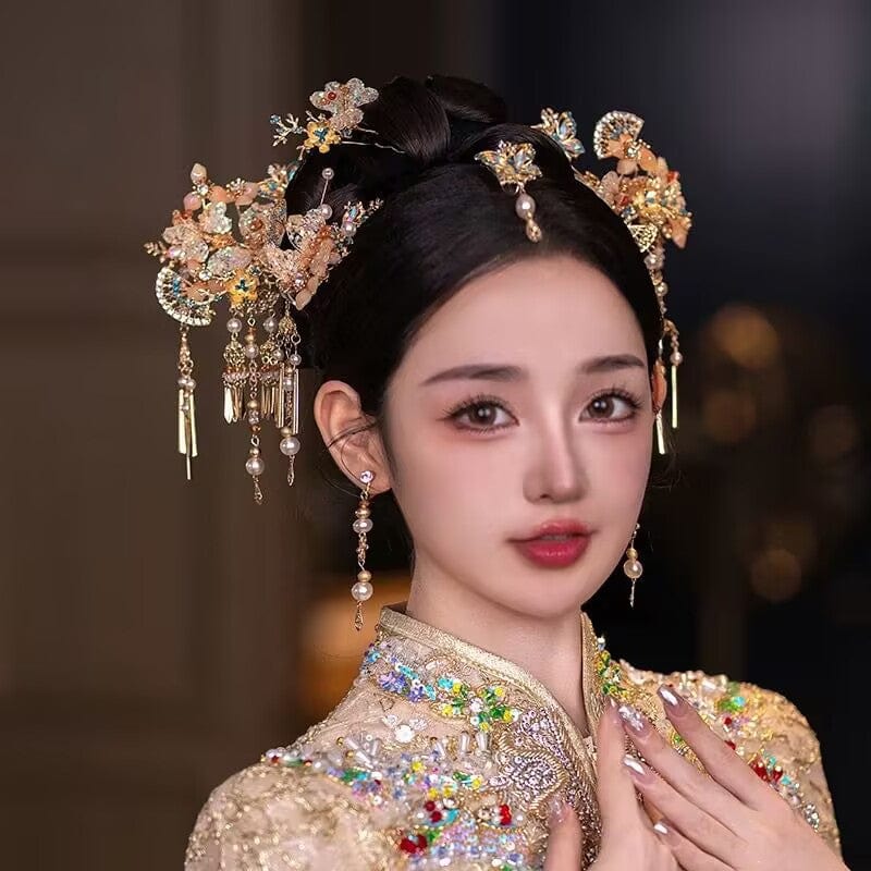 Beth and Brian Qipao-YQN Traditional Chinese bridal headwear set