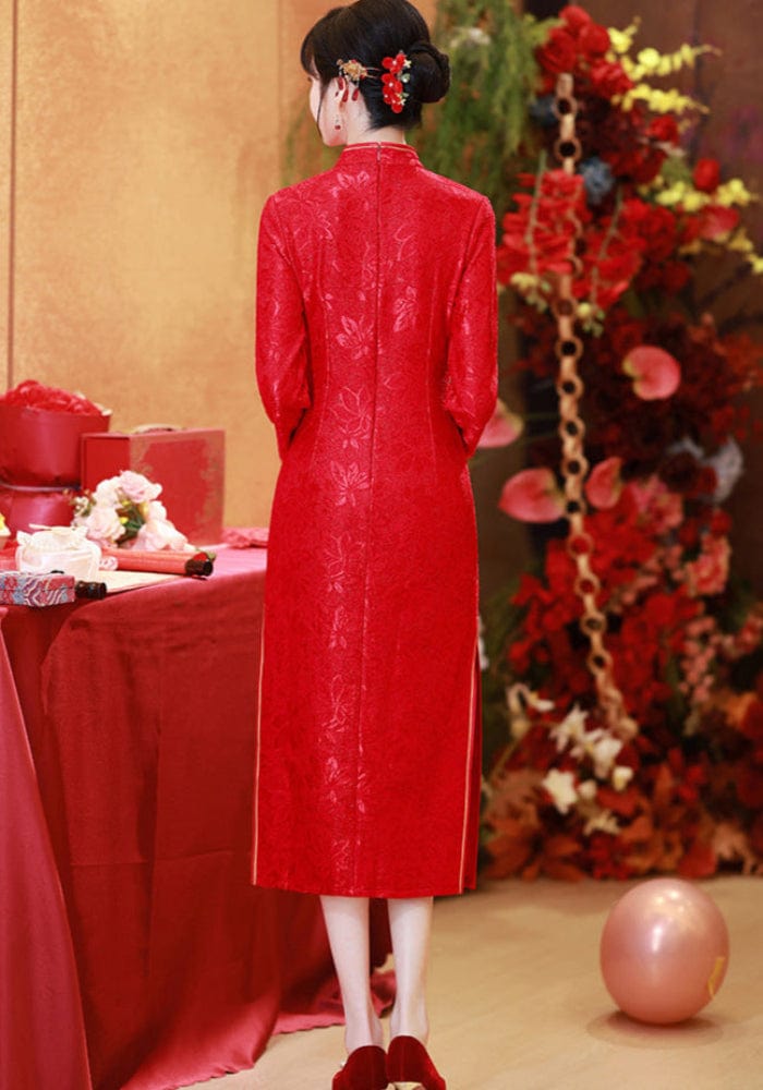 Beth and Brian Qipao-ANSL Fall and winter collection, plus size, wedding midi Cheongsam