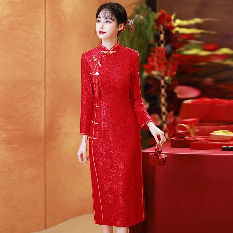 Beth and Brian Qipao-ANSL Fall and winter collection, plus size, wedding midi Cheongsam