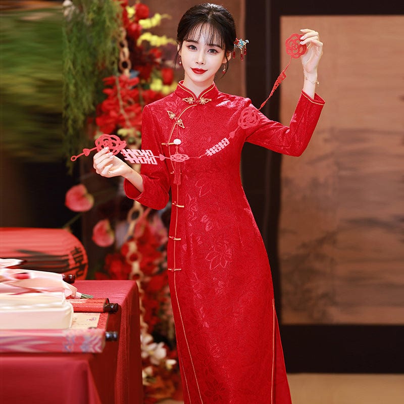Beth and Brian Qipao-ANSL Fall and winter collection, plus size, wedding midi Cheongsam