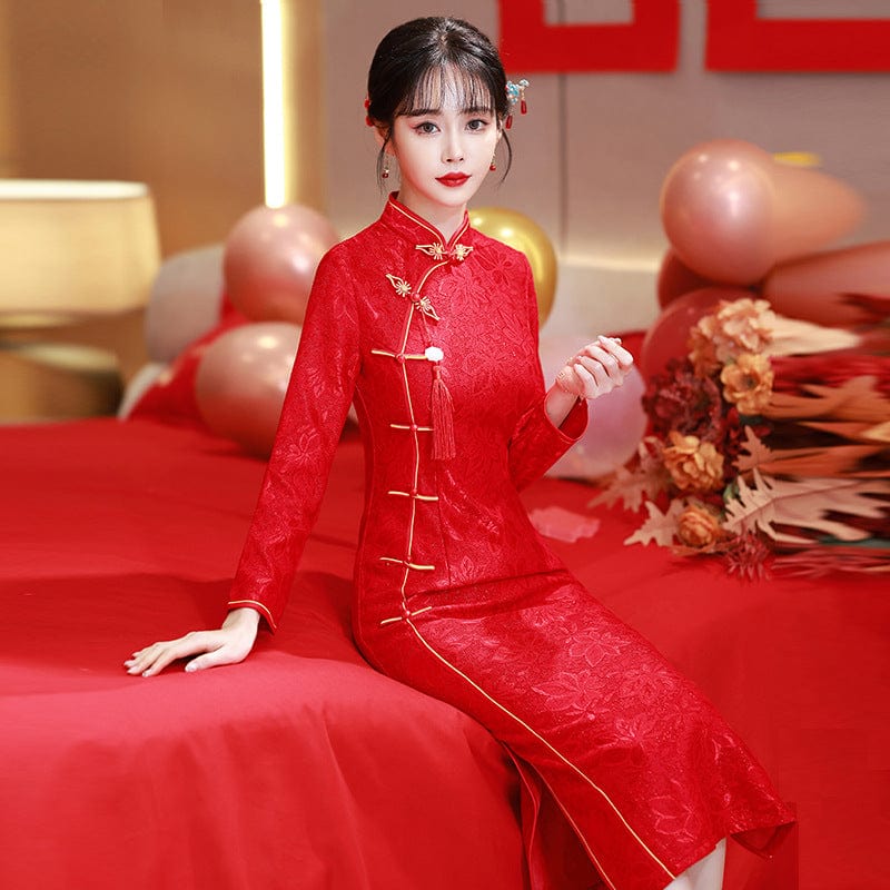 Beth and Brian Qipao-ANSL Fall and winter collection, plus size, wedding midi Cheongsam