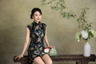 Beth and Brian Qipao-Exclusivedesigner Exclusive designer collection, floral short black Qipao