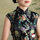 Beth and Brian Qipao-Exclusivedesigner Exclusive designer collection, floral short black Qipao
