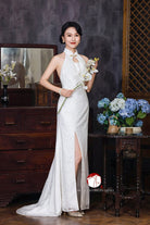 Beth and Brian Qipao - Exclusive Exclusive designer collection, lace fishtail Qipao