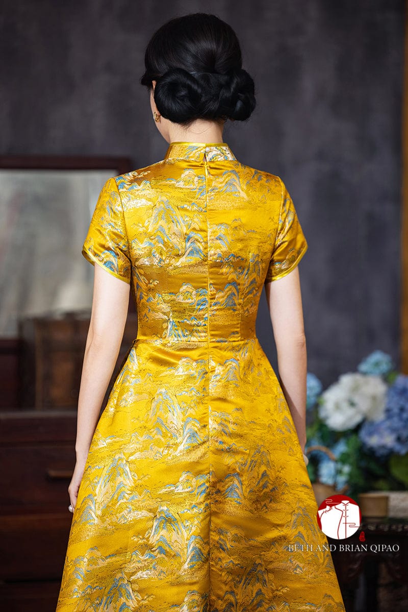 Beth and Brian Qipao-Exclusivedesigner Exclusive designer collection,Thousands Miles of Mountains and Rivers midi cheongsam