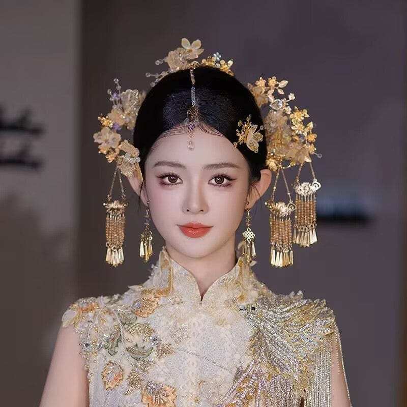 Beth and Brian Qipao-MY Traditional Chinese bridal headwear set, Qun Gua hair Accessories