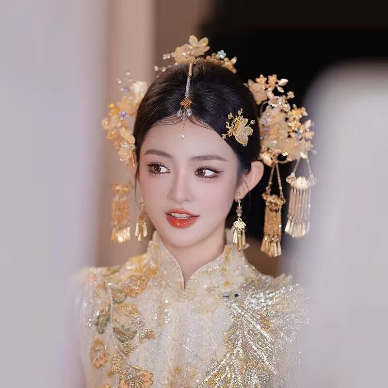 Beth and Brian Qipao-MY Traditional Chinese bridal headwear set, Qun Gua hair Accessories
