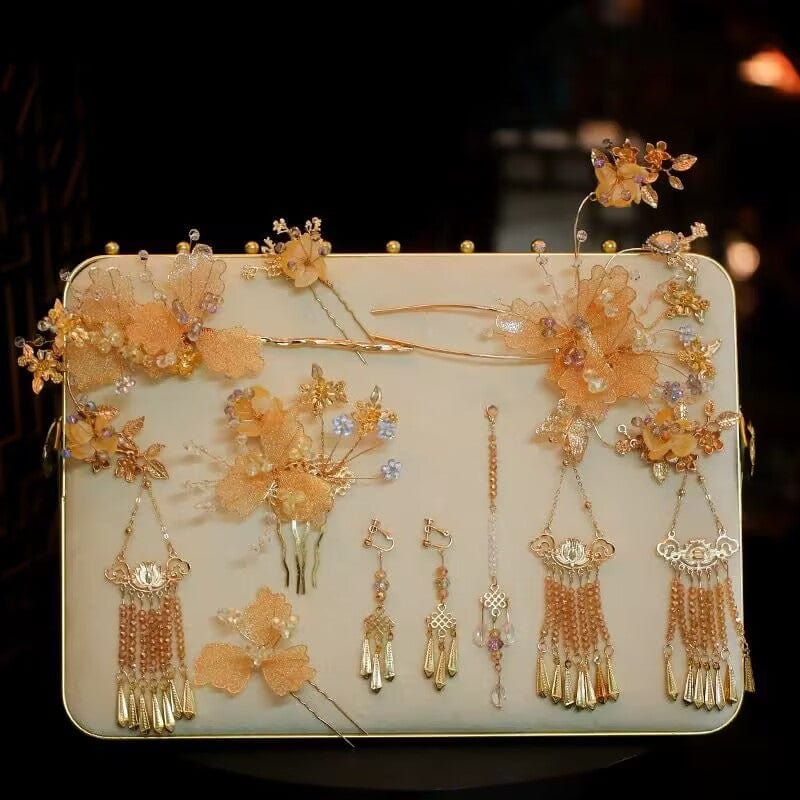 Beth and Brian Qipao-MY Traditional Chinese bridal headwear set, Qun Gua hair Accessories