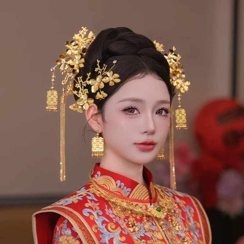 Beth and Brian Qipao-MY Traditional Chinese bridal gold headwear set