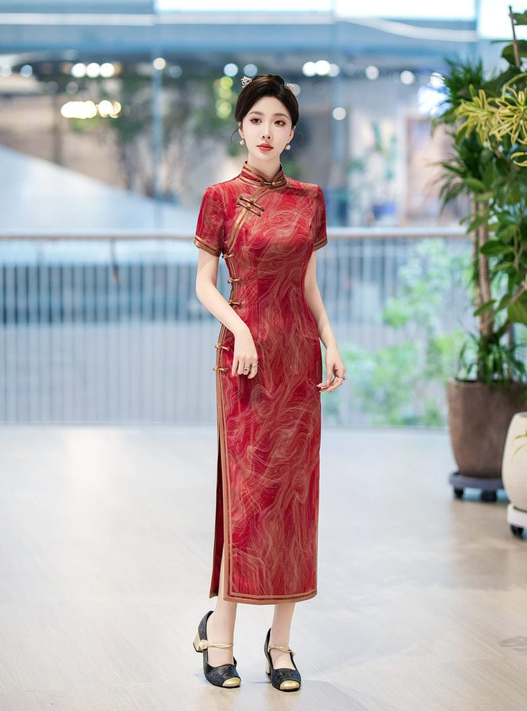 Beth and Brian Qipao-LHST Old Shanghai style, red long Cheongsam