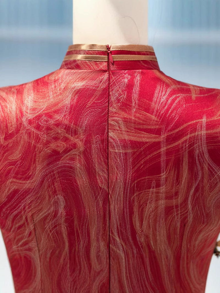 Beth and Brian Qipao-LHST Old Shanghai style, red long Cheongsam