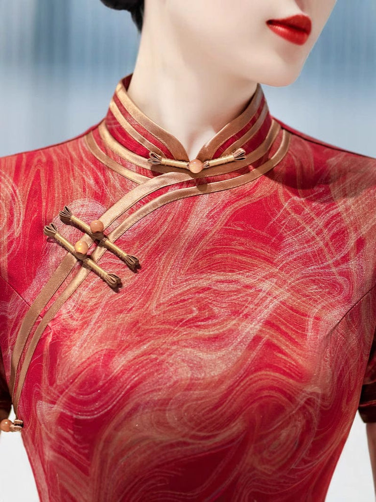 Beth and Brian Qipao-LHST Old Shanghai style, red long Cheongsam