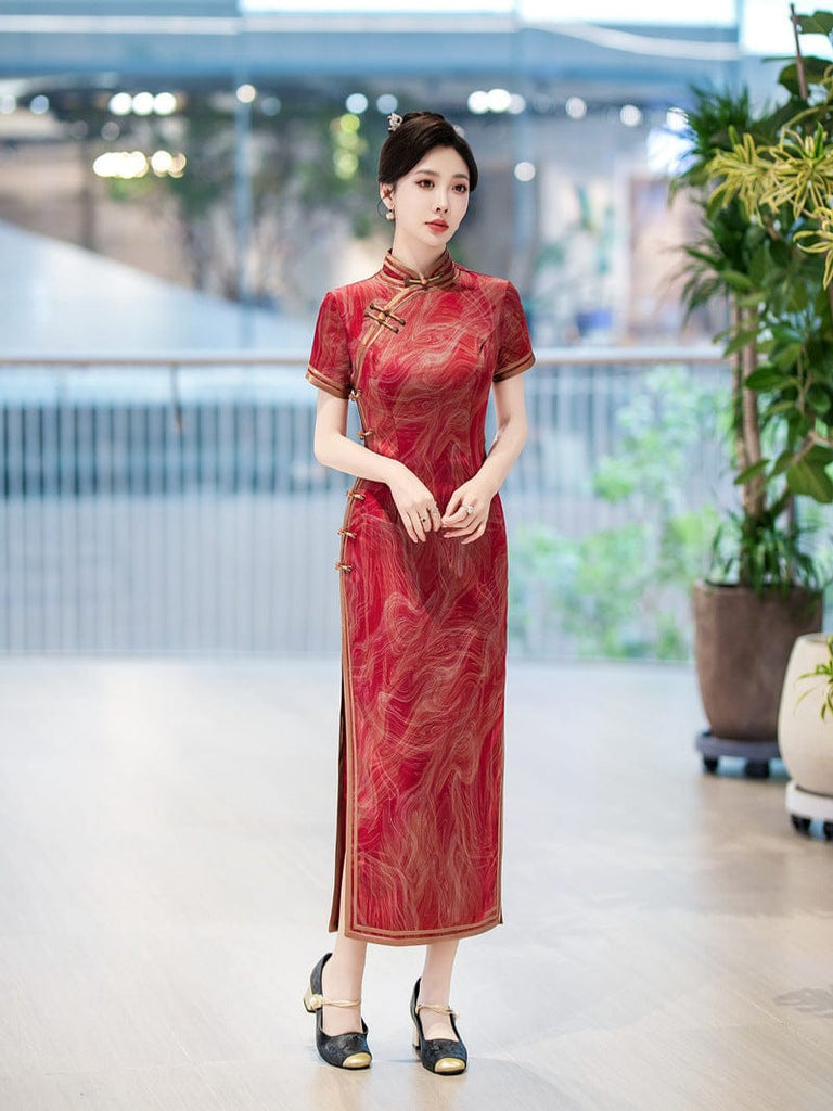 Beth and Brian Qipao-LHST Old Shanghai style, red long Cheongsam