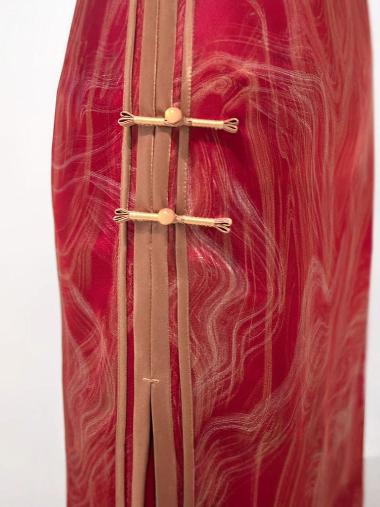 Beth and Brian Qipao-LHST Old Shanghai style, red long Cheongsam