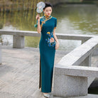 Beth and Brian Qipao-YD Plus size long Cheongsam with short sleeves