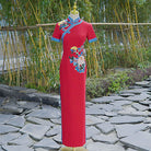 Beth and Brian Qipao-YD Plus size long Cheongsam with short sleeves