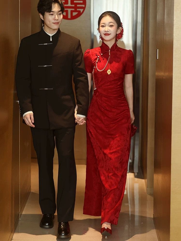 Beth and Brian Qipao-JX Qipao for wedding, floral pattern long Dress