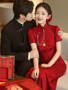 Beth and Brian Qipao-JX Qipao for wedding, floral pattern long Dress