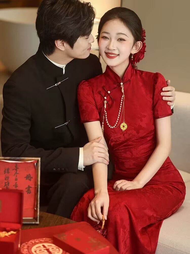 Beth and Brian Qipao-JX Qipao for wedding, floral pattern long Dress
