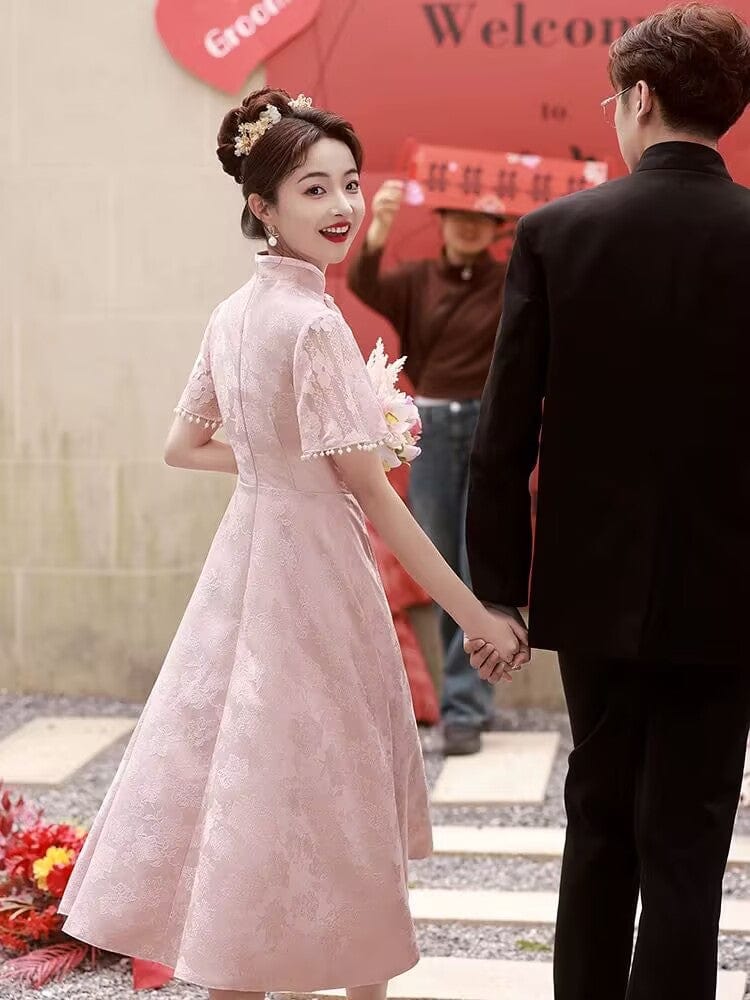 Beth and Brian Qipao-XL Floral pattern, A line pregnancy midi Cheongsam Dress