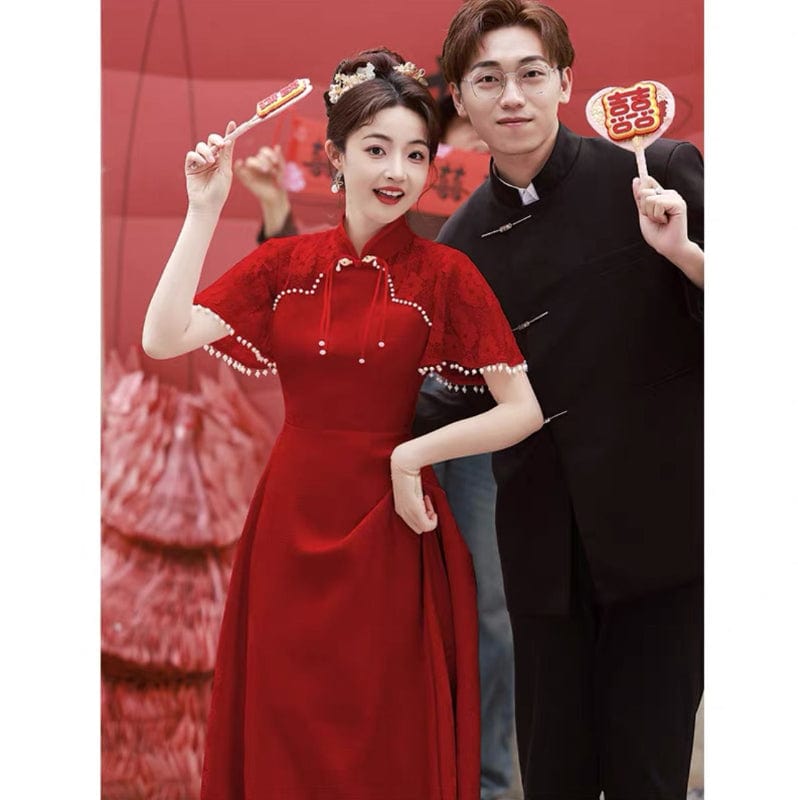 Beth and Brian Qipao-XL Floral pattern, A line pregnancy midi Cheongsam Dress