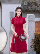 Beth and Brian Qipao-FS A-line, acetate jacquard midi plus size Cheongsam