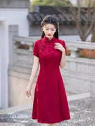 Beth and Brian Qipao-FS A-line, acetate jacquard midi plus size Cheongsam