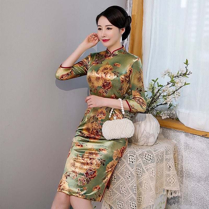 Beth and Brian Qipao-FS Cheongsam for Mother, Elegant Winter Warm Qipao Dress