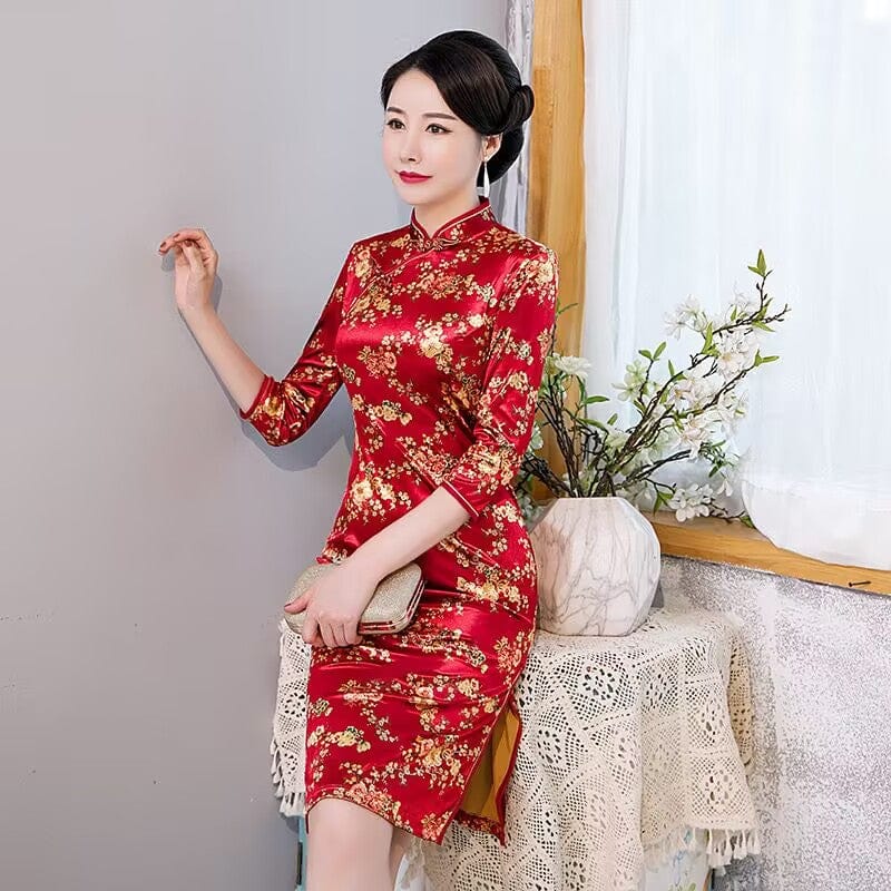 Beth and Brian Qipao-FS Cheongsam for Mother, Elegant Winter Warm Qipao Dress