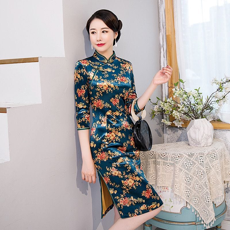 Beth and Brian Qipao-FS Cheongsam for Mother, Elegant Winter Warm Qipao Dress