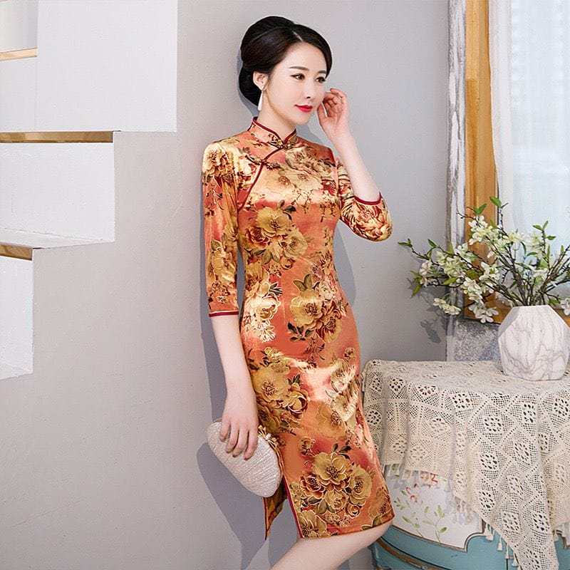 Beth and Brian Qipao-FS Cheongsam for Mother, Elegant Winter Warm Qipao Dress