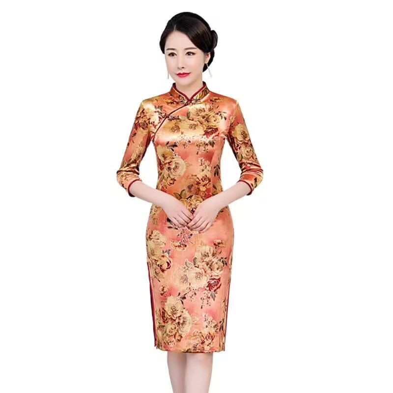 Beth and Brian Qipao-FS Cheongsam for Mother, Elegant Winter Warm Qipao Dress