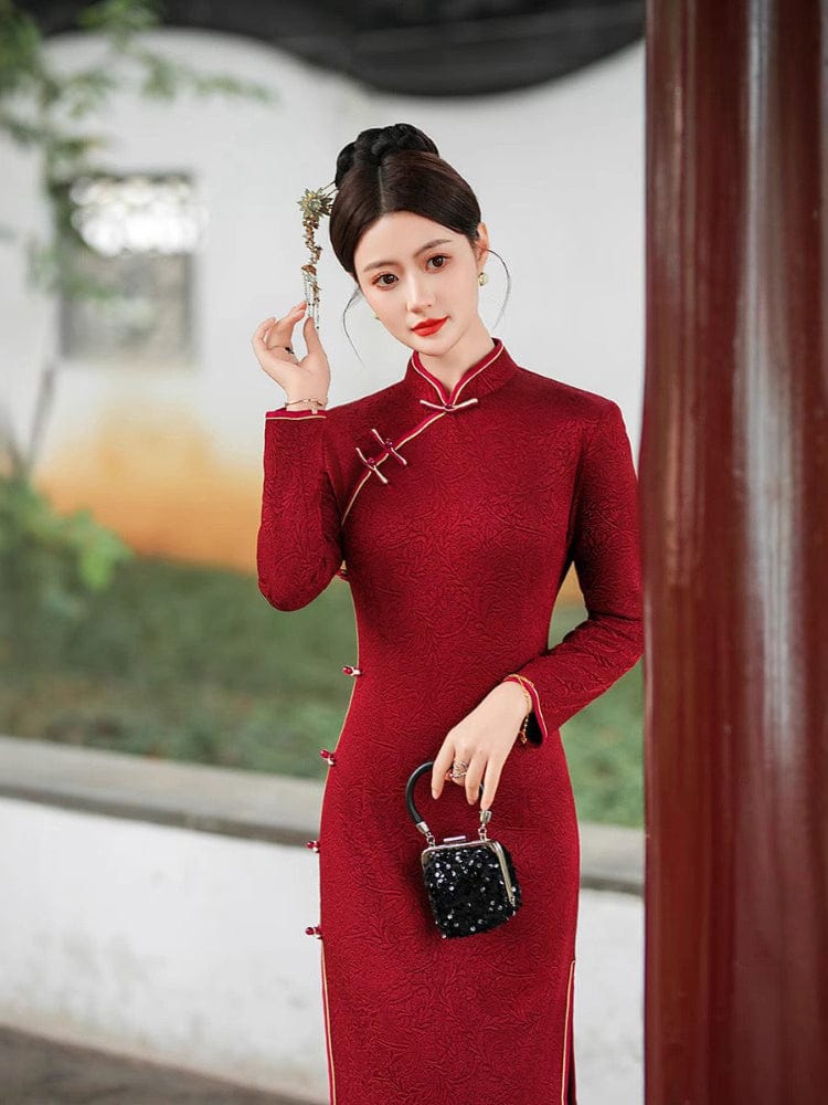 Beth and Brian Qipao-FS Winter Warm Thick Holland Velvet Qipao Cheongsam for Mother