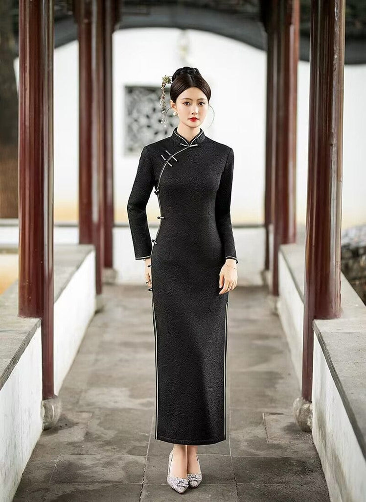 Beth and Brian Qipao-FS Winter Warm Thick Holland Velvet Qipao Cheongsam for Mother