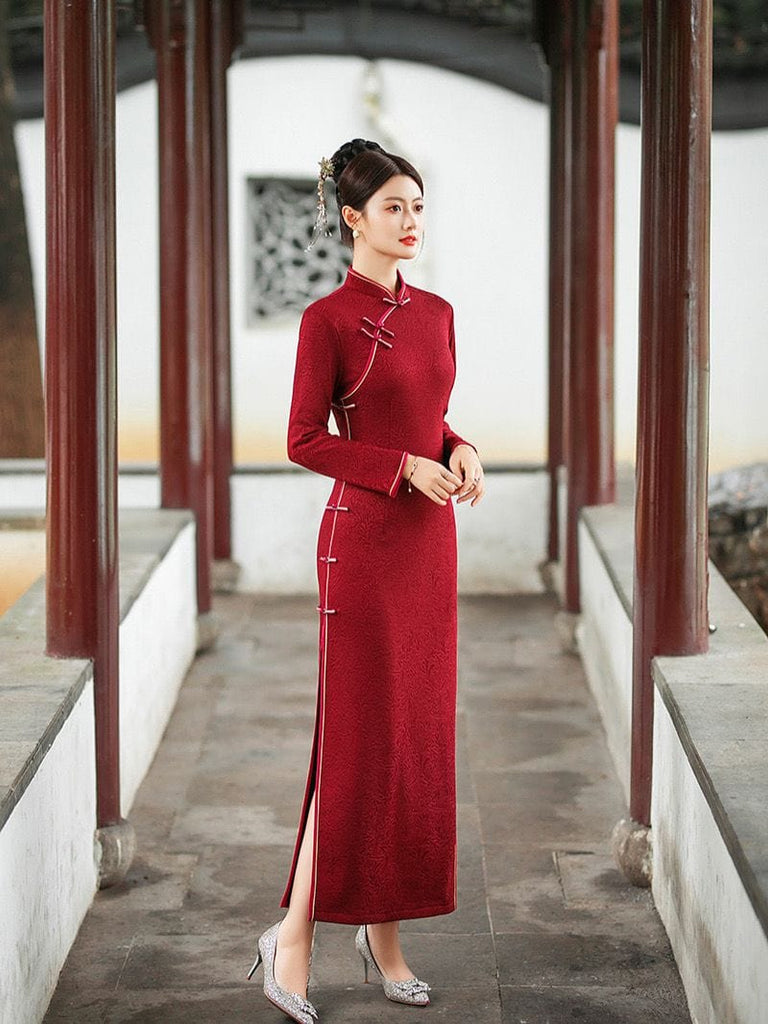 Beth and Brian Qipao-FS Winter Warm Thick Holland Velvet Qipao Cheongsam for Mother