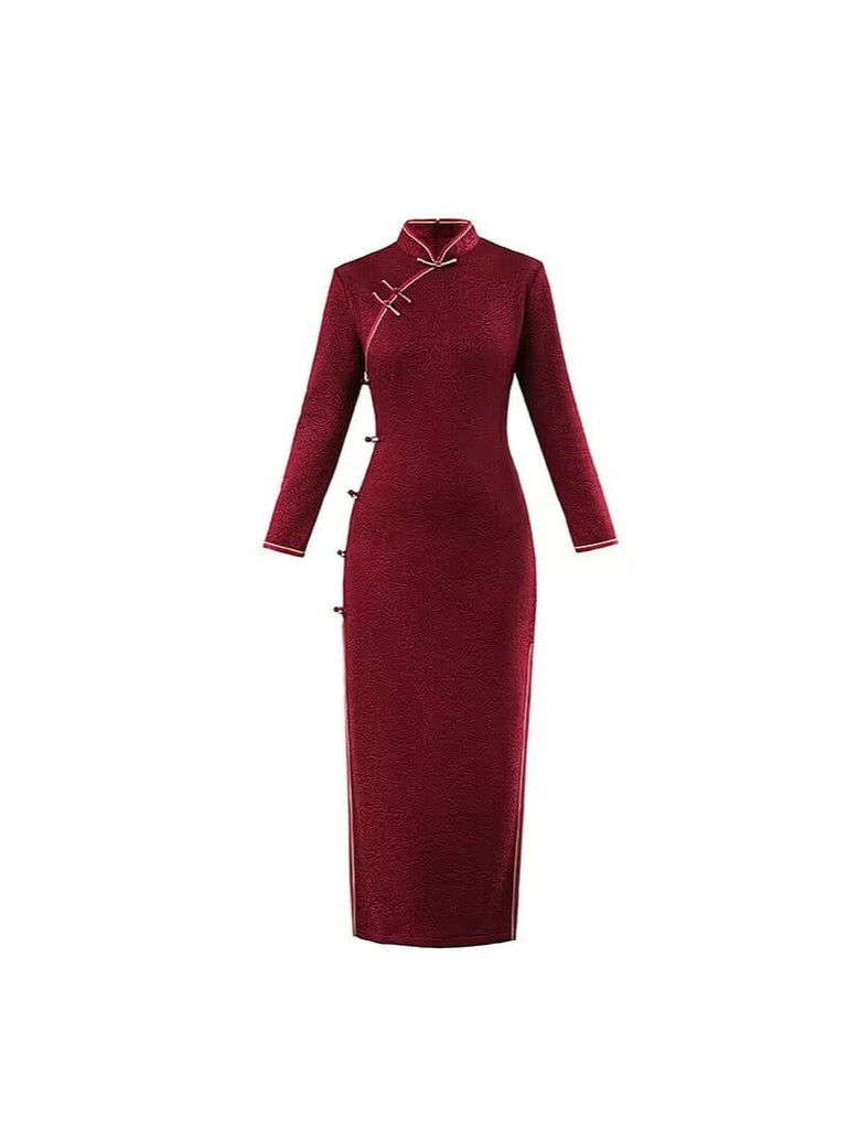 Beth and Brian Qipao-FS Winter Warm Thick Holland Velvet Qipao Cheongsam for Mother