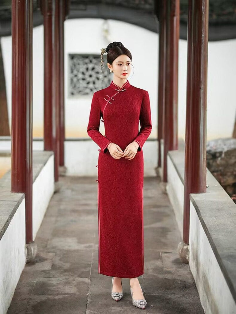 Beth and Brian Qipao-FS Winter Warm Thick Holland Velvet Qipao Cheongsam for Mother