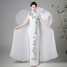 Beth and Brian Qipao-XYS Sleeveless, white long Cheongsam for prom