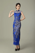 Beth and Brian Qipao-MYD Peacock embroidery, prom long Cheongsam
