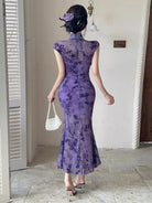 Beth and Brian Qipao-YXL New Chinese style (新中式), floral pattern long Cheongsam