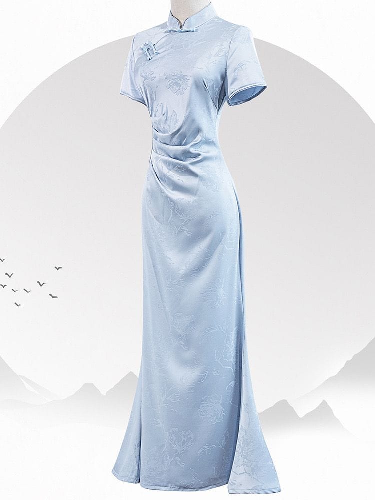Beth and Brian Qipao-KB Floral pattern, jacquard fabric, mermaid midi Cheongsam