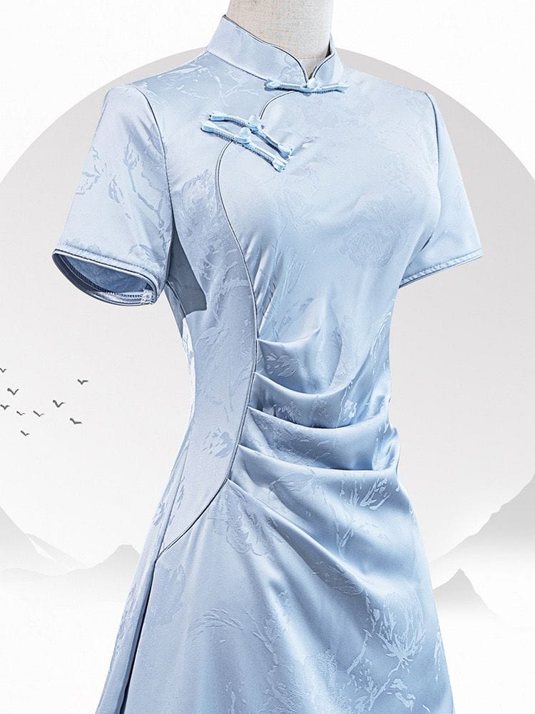 Beth and Brian Qipao-KB Floral pattern, jacquard fabric, mermaid midi Cheongsam