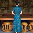 Beth and Brian Qipao-SYG Summer and fall collection, blue midi Cheongsam for mothers