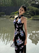 Beth and Brian Qipao-MO New Chinese style (新中式), floral pattern, midi Cheongsam