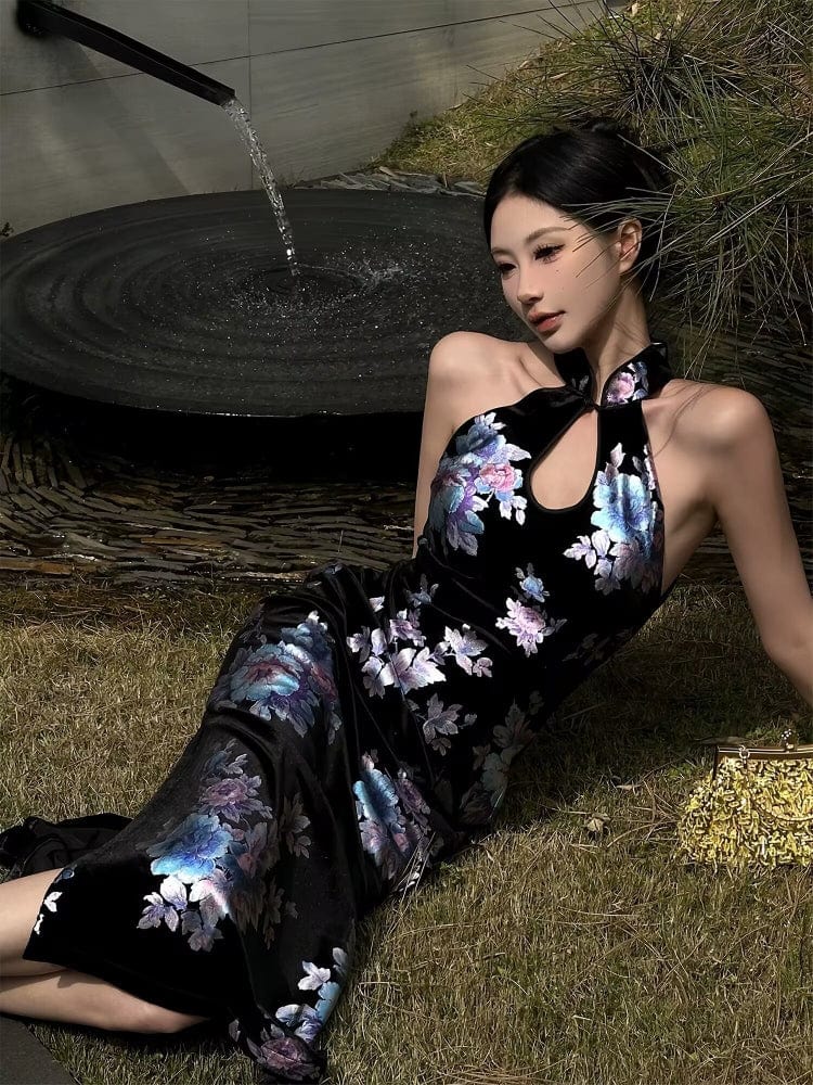 Beth and Brian Qipao-MO New Chinese style (新中式), floral pattern, midi Cheongsam