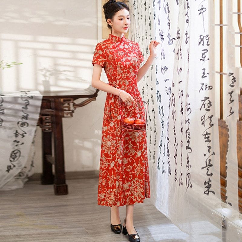 Beth and Brian Qipao-ZQYS Plus size, wedding red midi Cheongsam