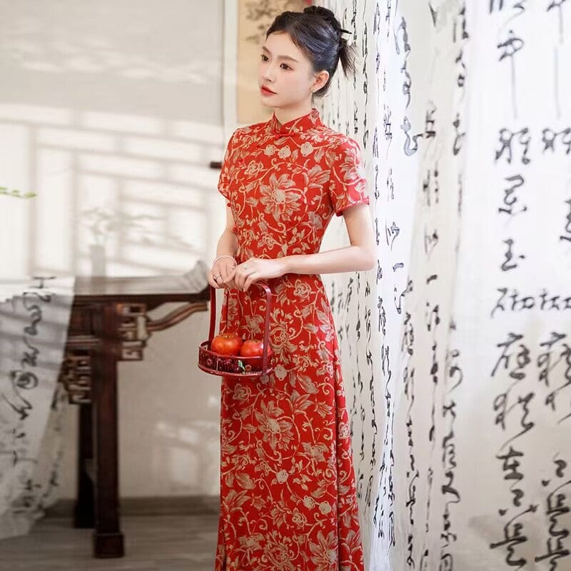 Beth and Brian Qipao-ZQYS Plus size, wedding red midi Cheongsam